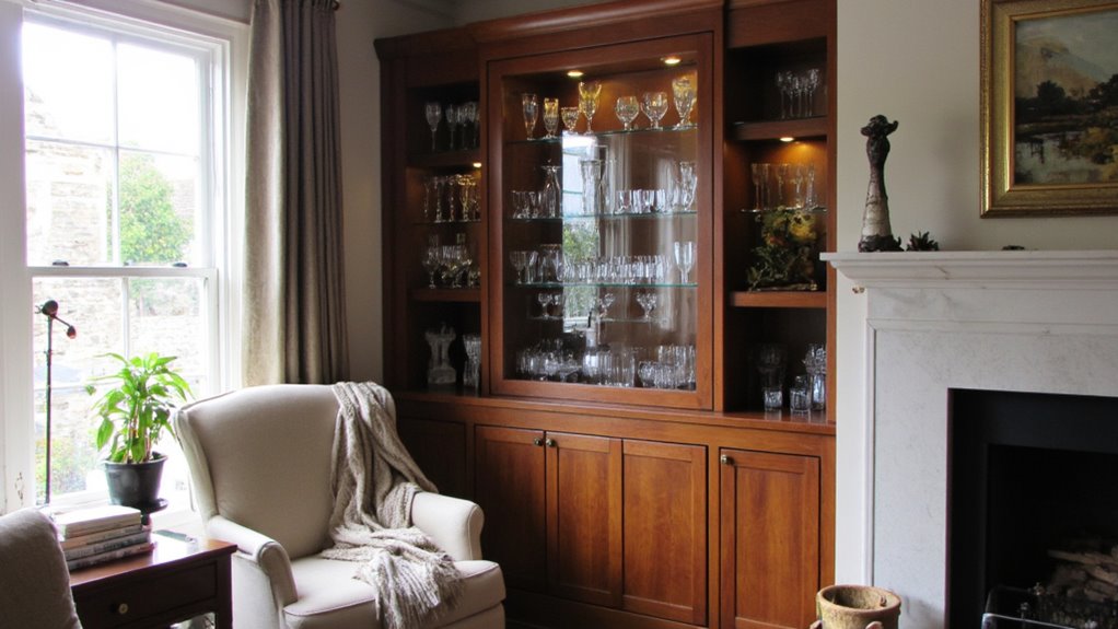 elegant glassware display cases