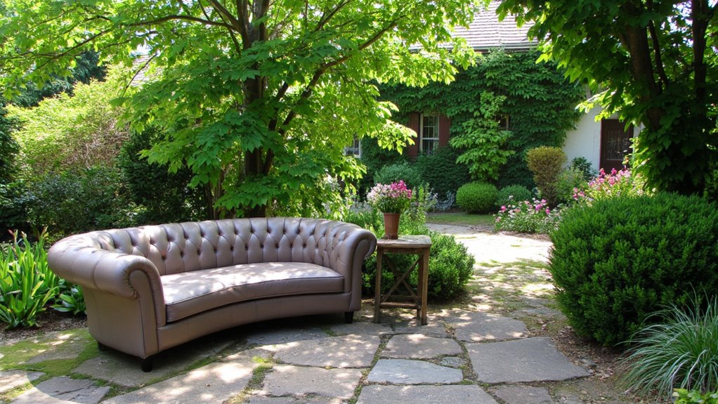 elegant round sofas outdoors