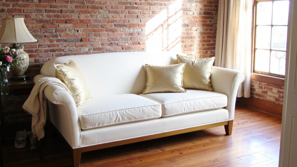 elegant white and gold loveseat