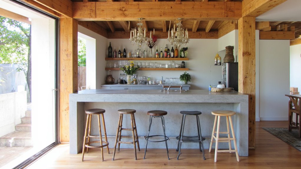 inviting open concept bar