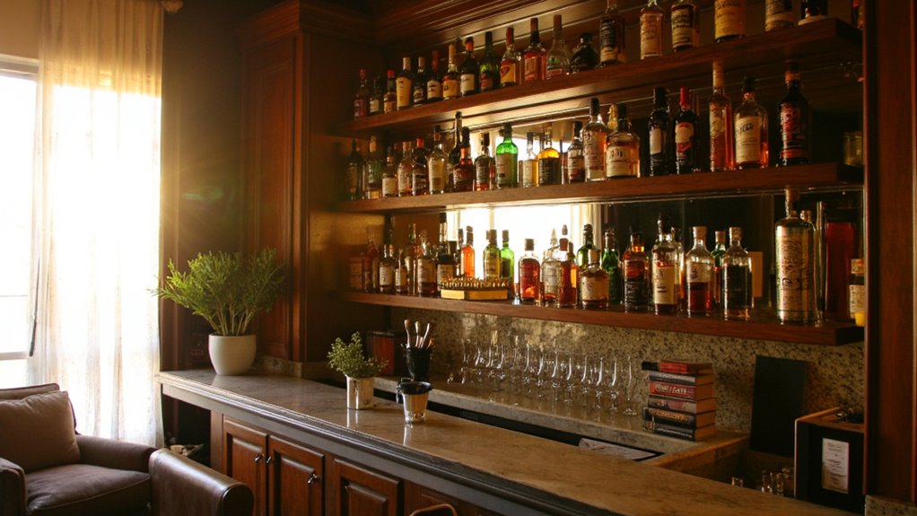 luxurious backlit bar display