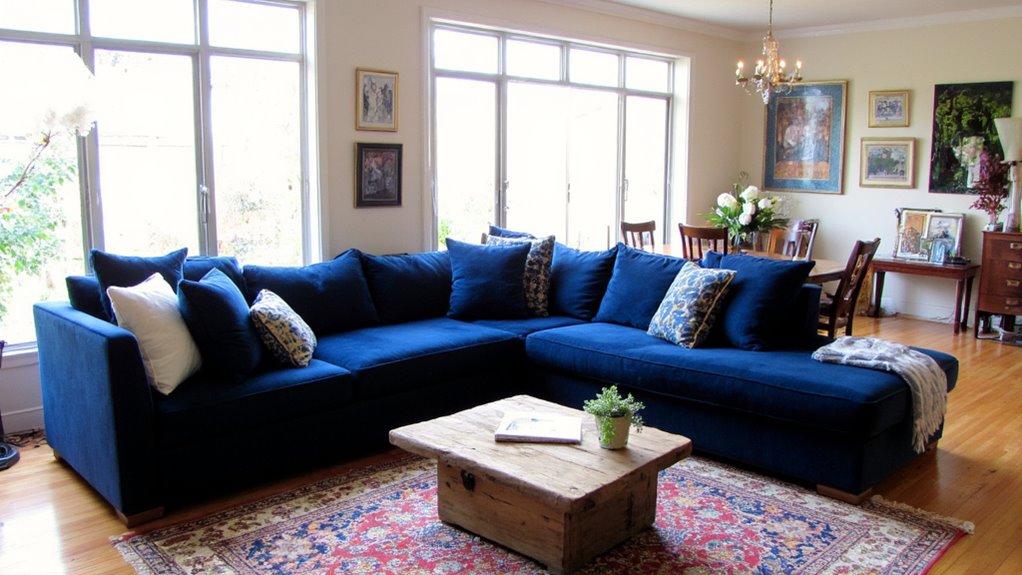 luxurious blue sectional comfort