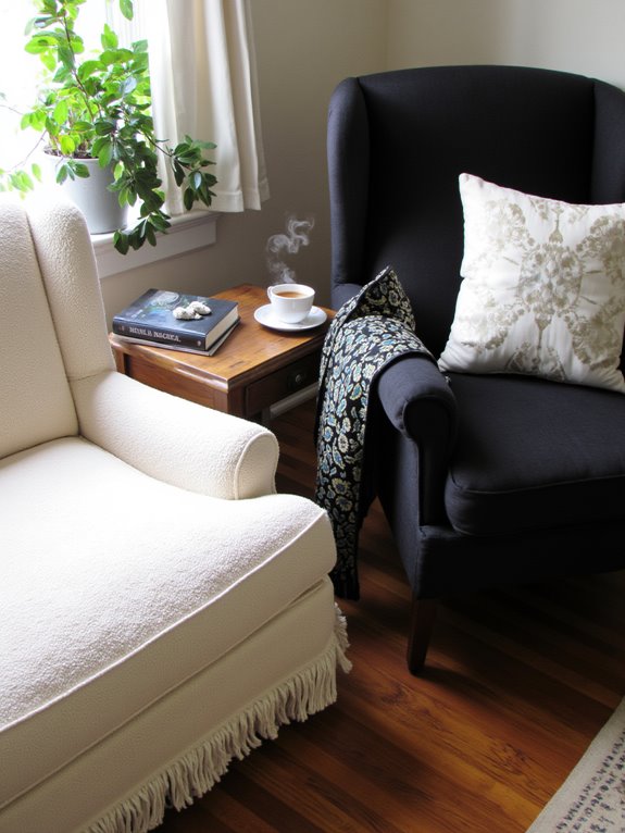 luxurious textured armchairs inviting comfort