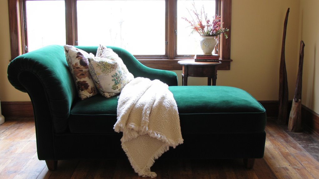 luxurious velvet chaise lounge