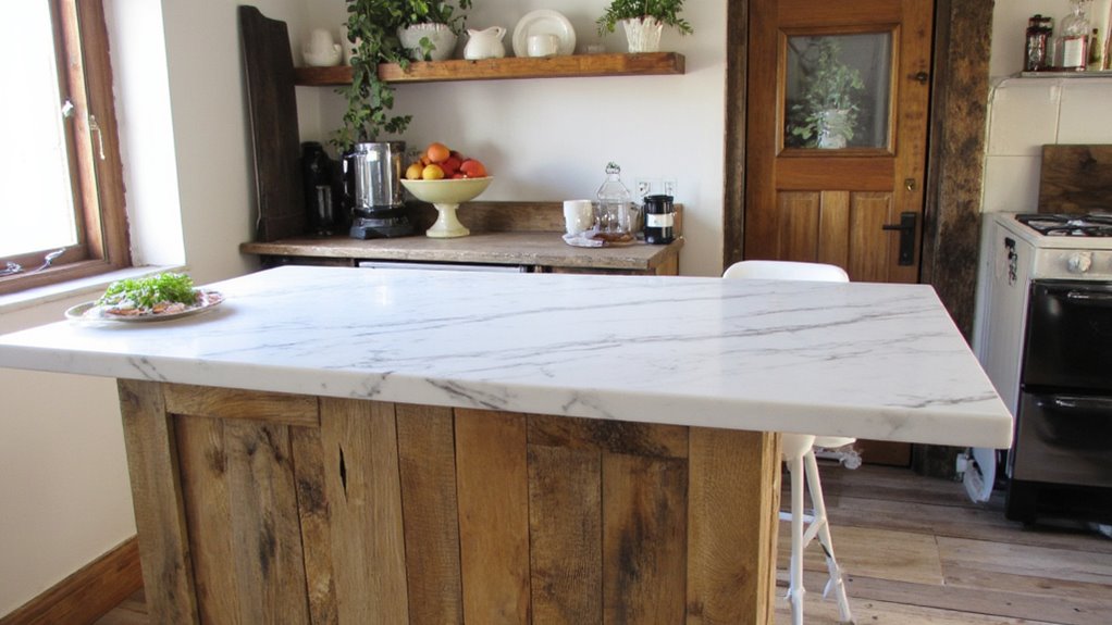 marble and wood harmony