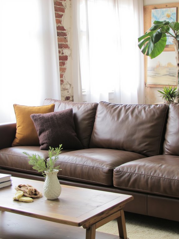 neutral leather sofa elegance