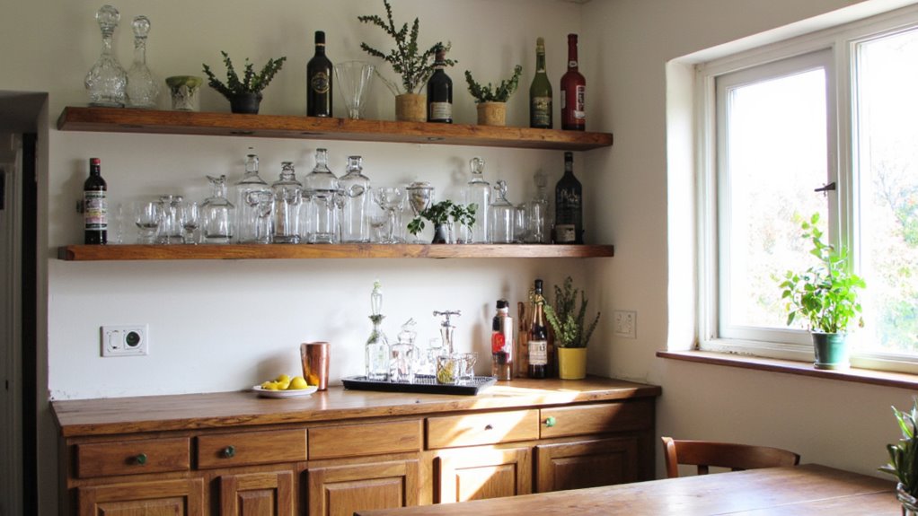 open shelving for convenience