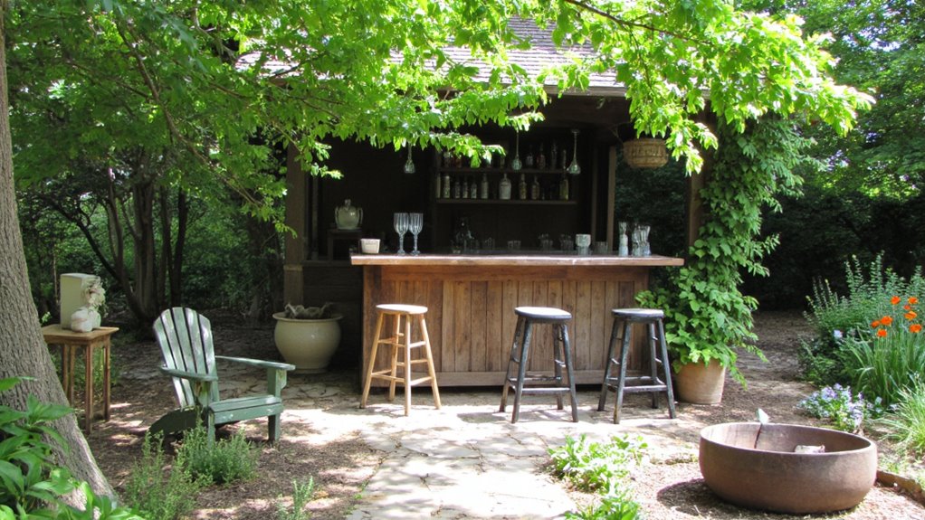 outdoor entertaining bar setup
