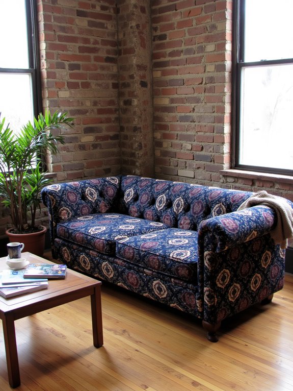 patterned velvet sofa elegance