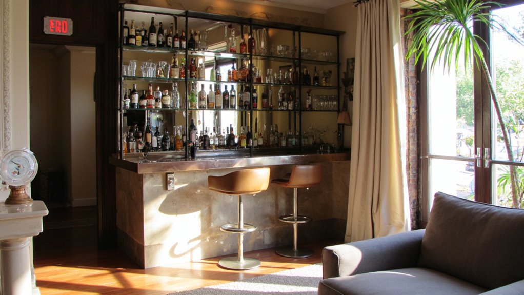 polished bar walls shine