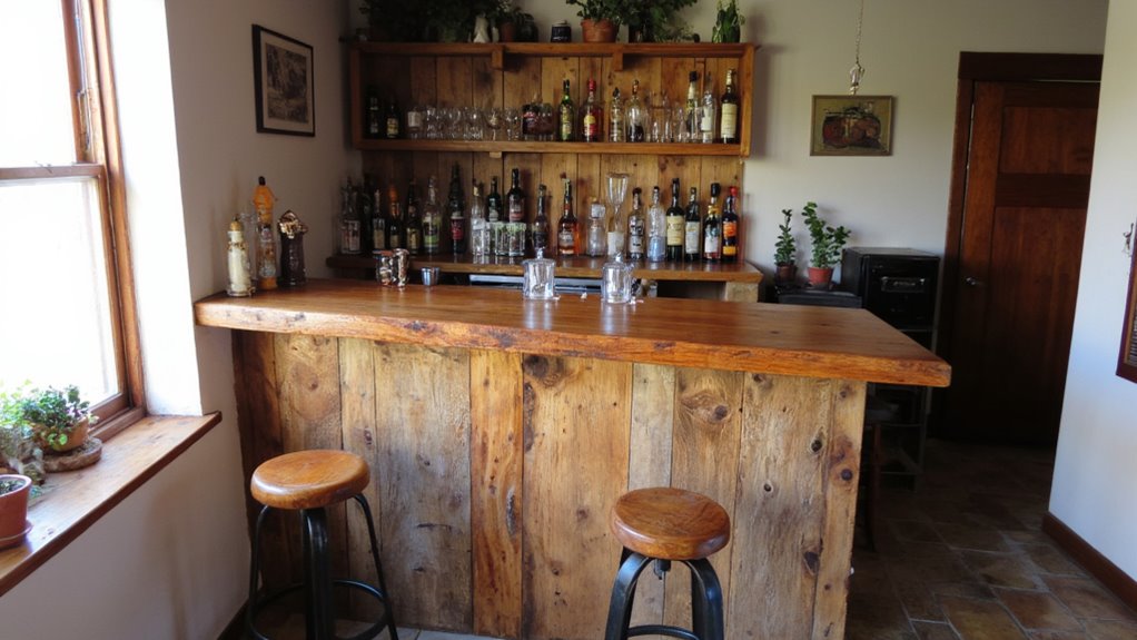 reclaimed wood cozy bar
