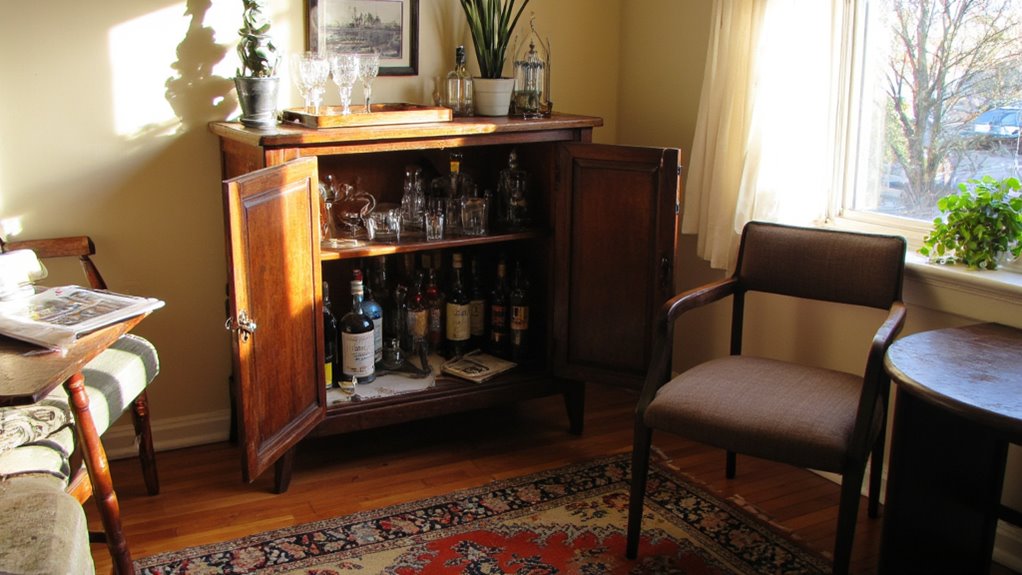 repurposed cabinet home bar