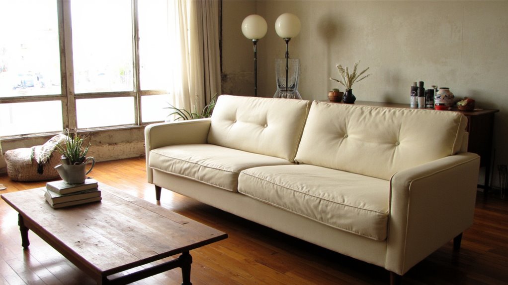 retro stylish beige sofas