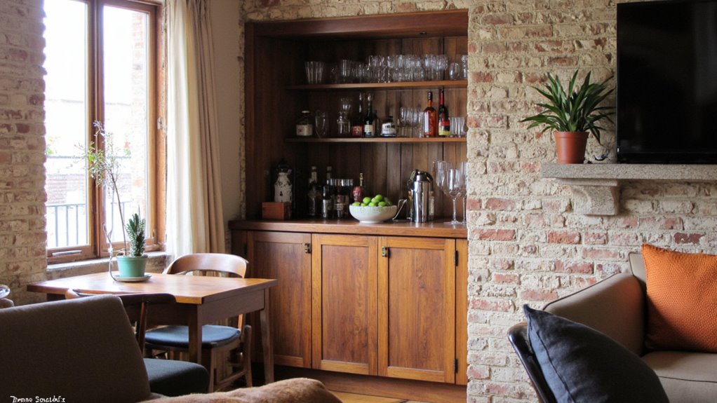 seamless built in bar cabinets