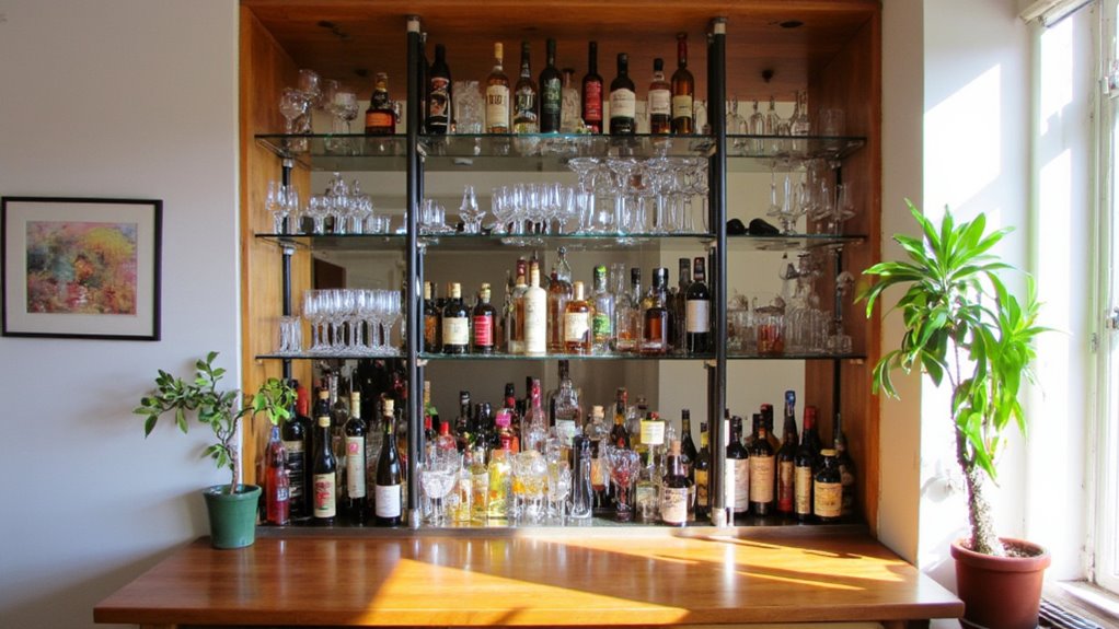 showcase glassware and bottles