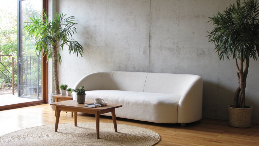 sleek minimalist curved sofas