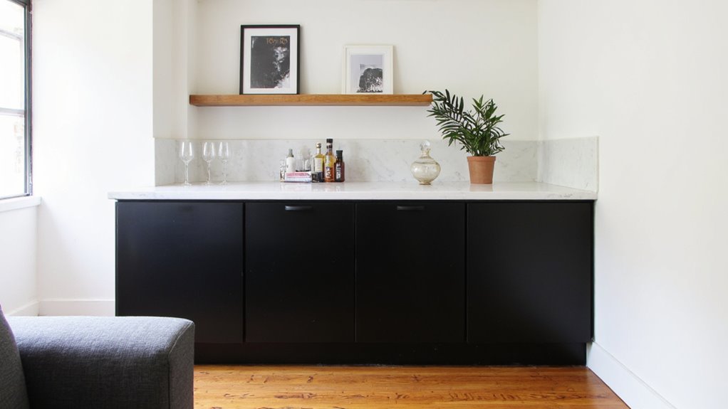 sleek minimalist home bar