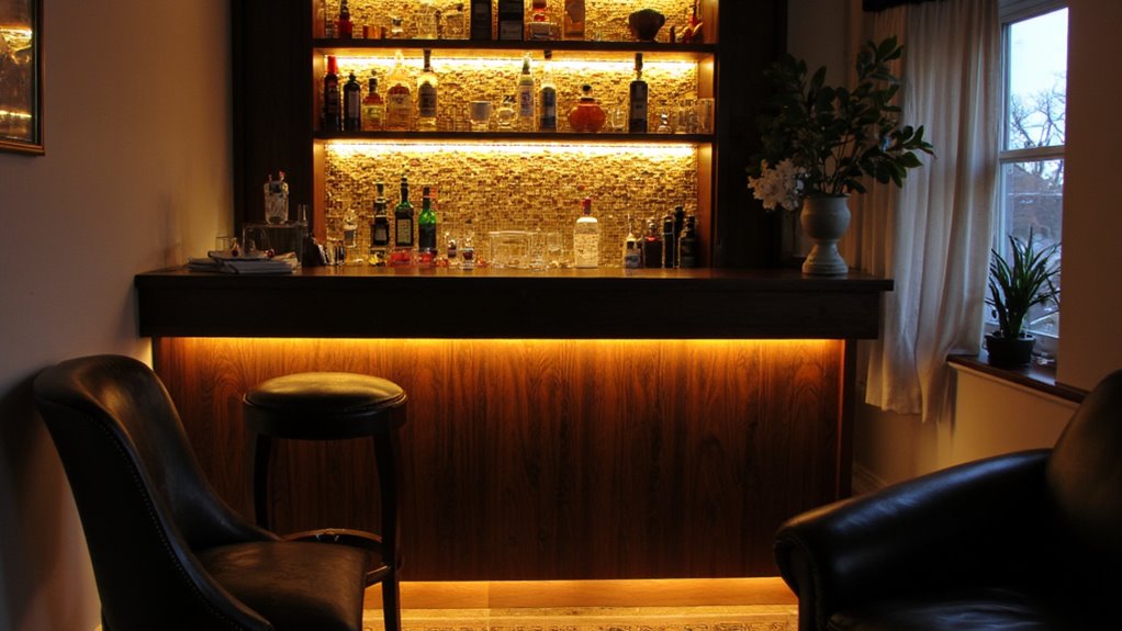 stylish backlighting enhances ambiance