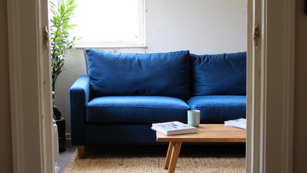 stylish compact blue sofas