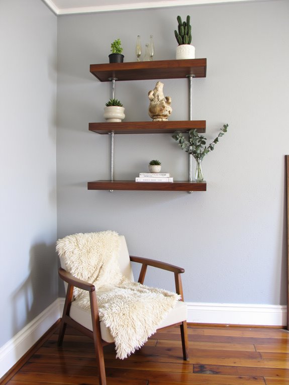 stylish floating shelves installed