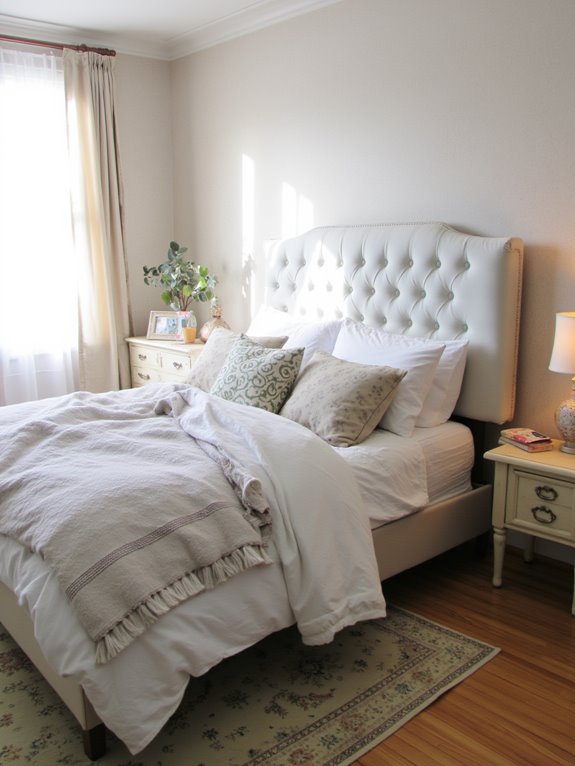 stylish headboard creates focal point