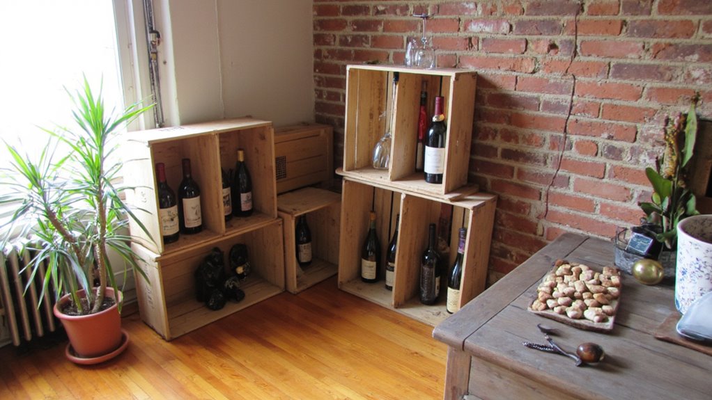 stylish rustic wine storage
