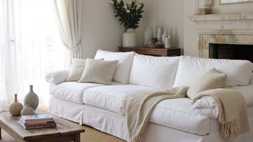 textures enhance white sofa