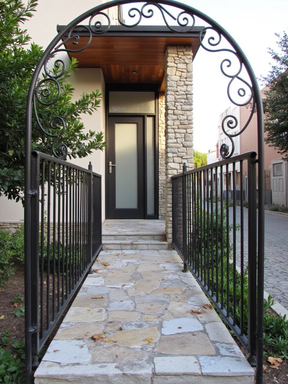 artistic railings enhance entrances