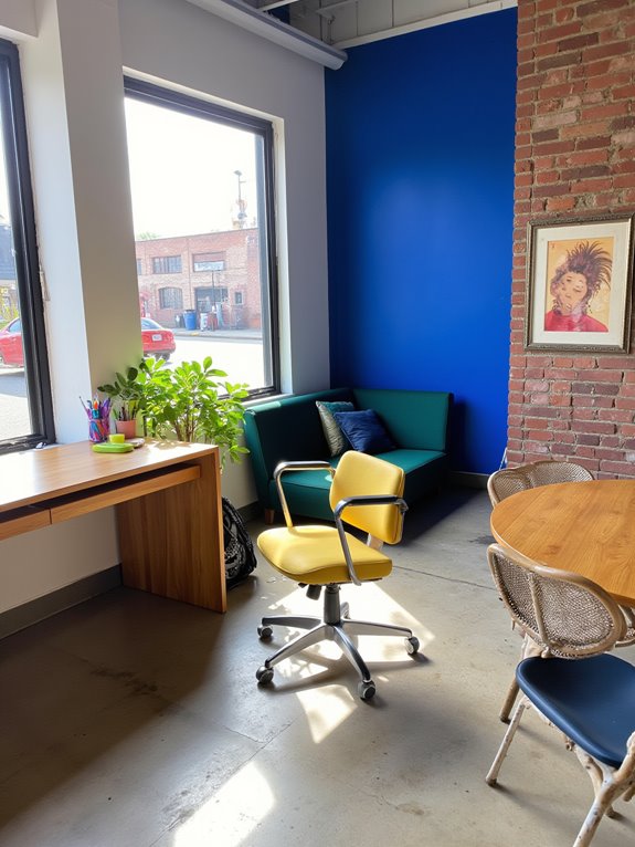 bold colors energize workspace