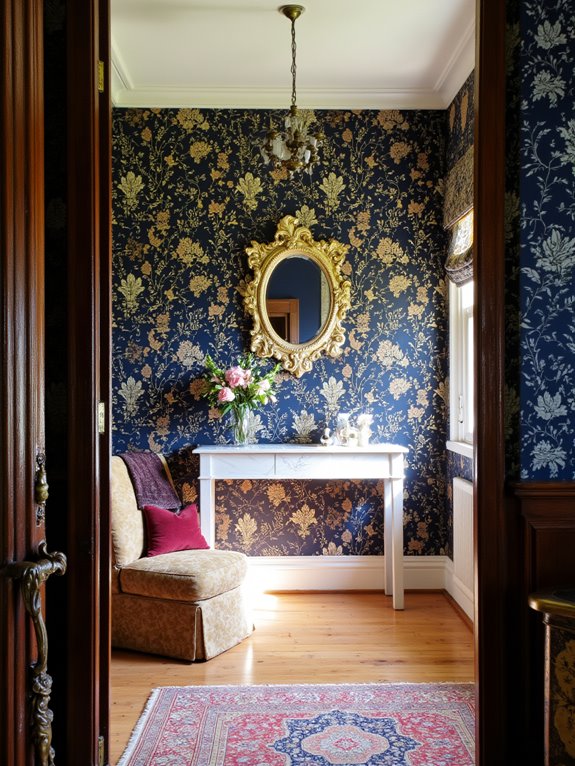 bold wallpaper creates focal point