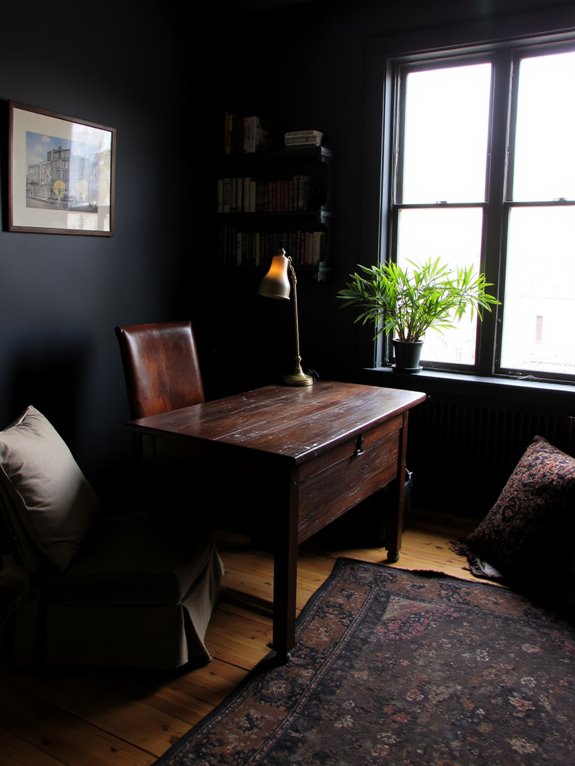 dark focused creative workspace