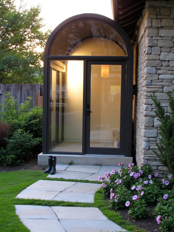 elegant arched glass entrance