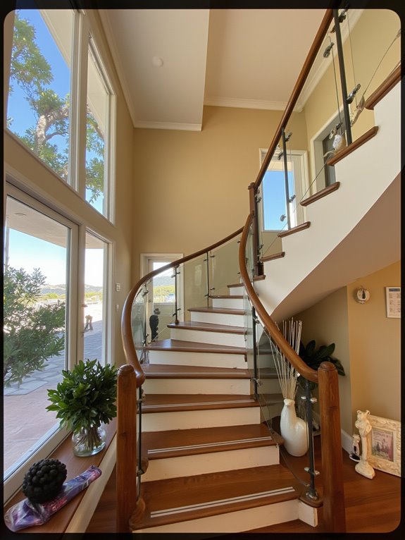 elegant transparent staircase railings