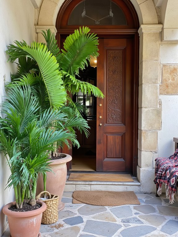 inviting greenery enhances entrance