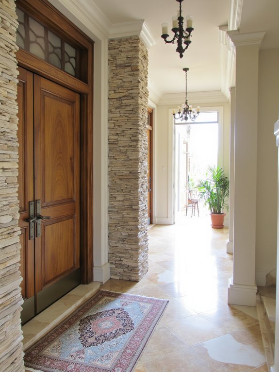 layered textures enhance foyer