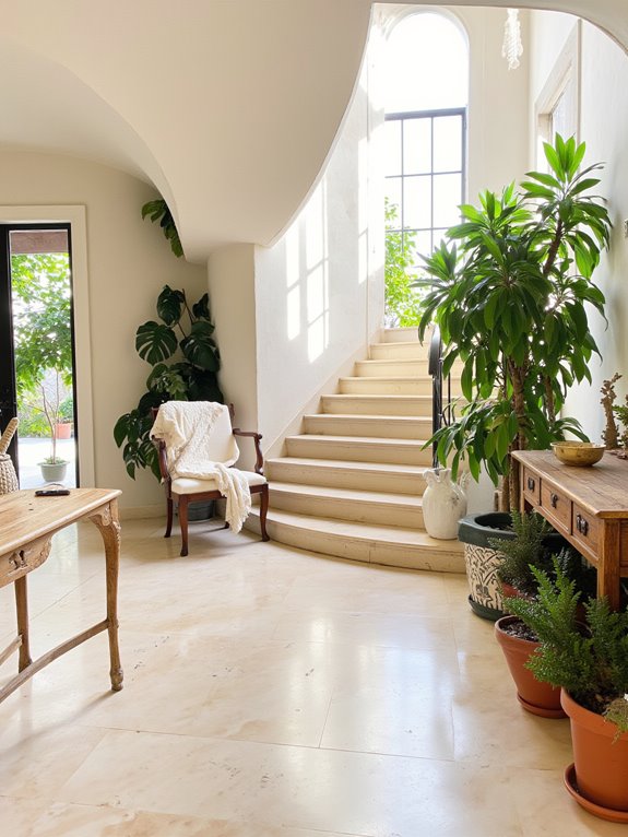 lush greenery enhances foyer