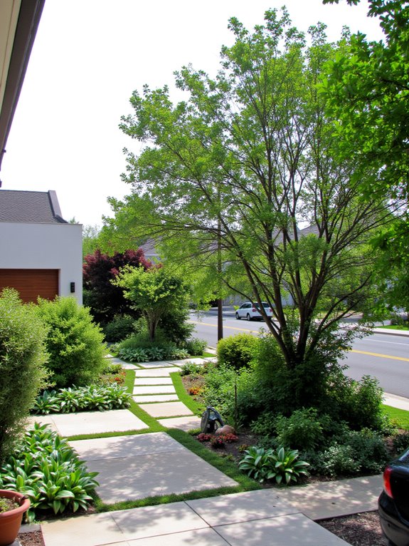 lush landscaping enhances contrast