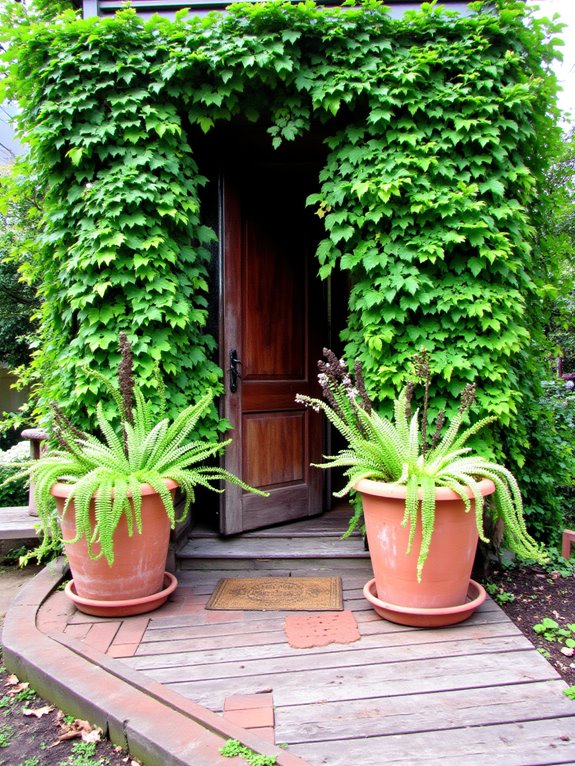 lush plants enhance entrance appeal