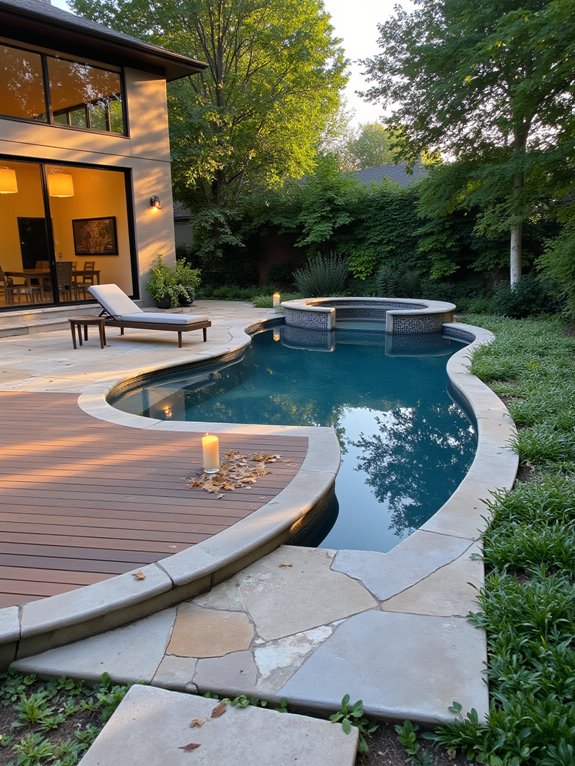 luxurious poolside backyard oasis