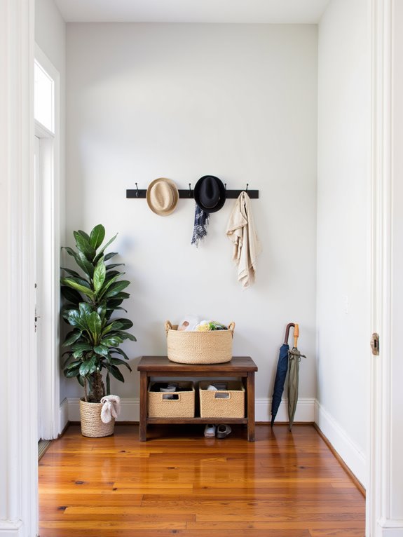 organized entryway with hooks