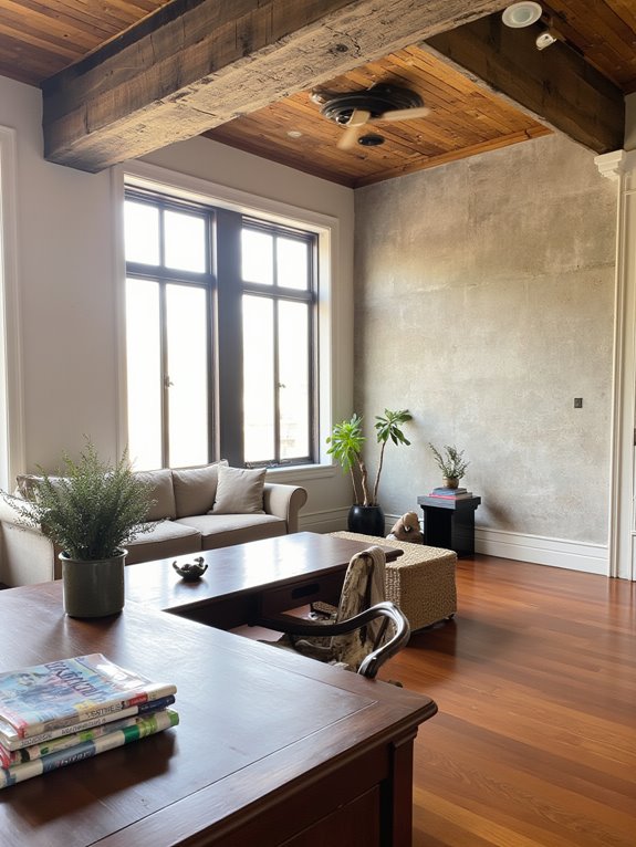 rustic wood beams enhance design