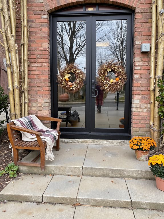 seasonal glass entrance decor