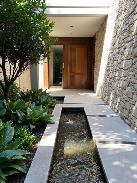 serene water feature entrance