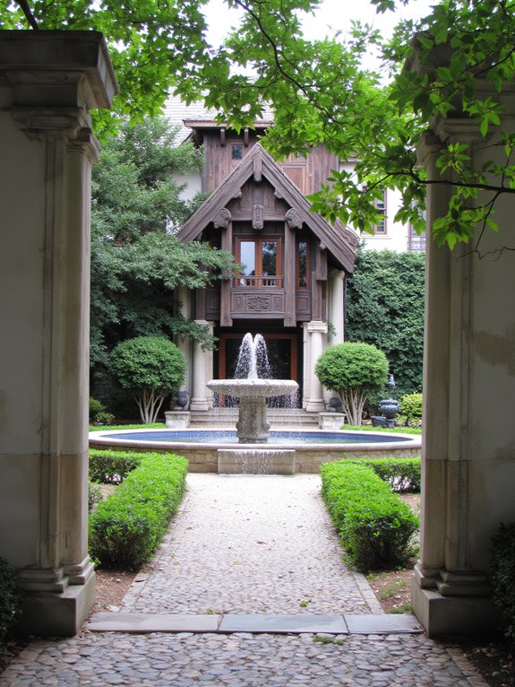 serene water features entrance