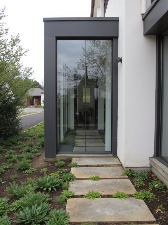 sleek minimalistic glass entrances