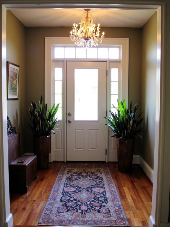 striking lighting enhances entrance