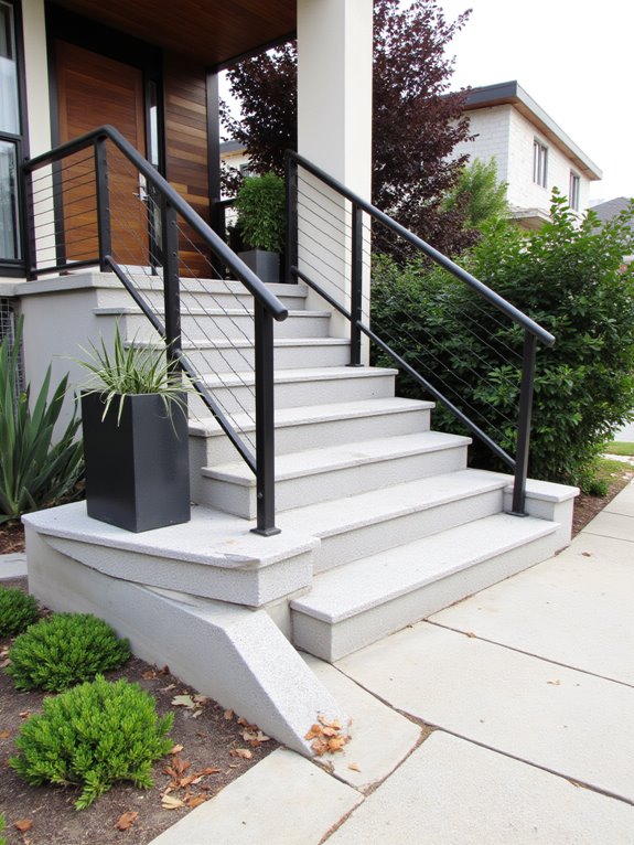 stylish modern entrance railings