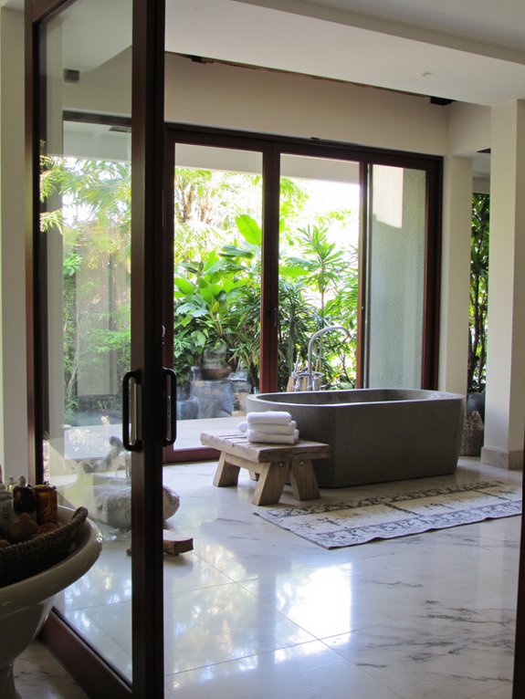 tranquil open concept bathroom