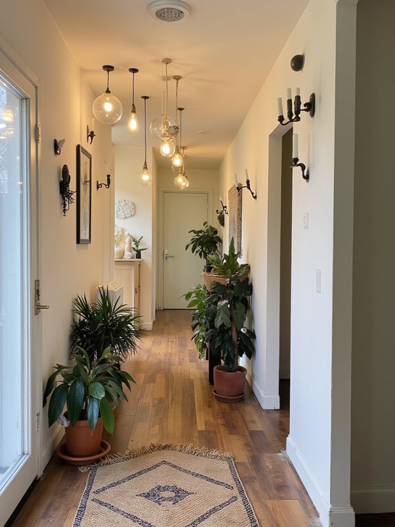 unique lighting enhances hallways