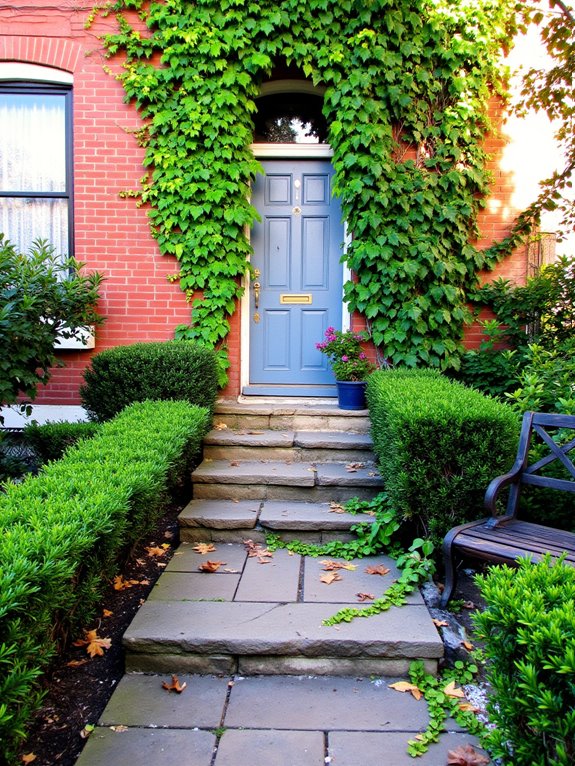 vibrant plants enhance entrance